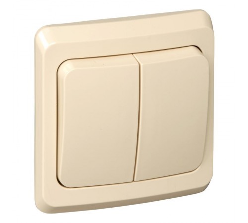 Этюд Кремовый С/У Выключатель 2-клавишный с подсветкой  BC10-006K  SE