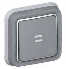 Plexo Серый Выключатель 1-клавишный с подсв. кнопочный (НО+НЗ- контакт) внутренний монтаж (в сборе) IP55  069821  Legrand