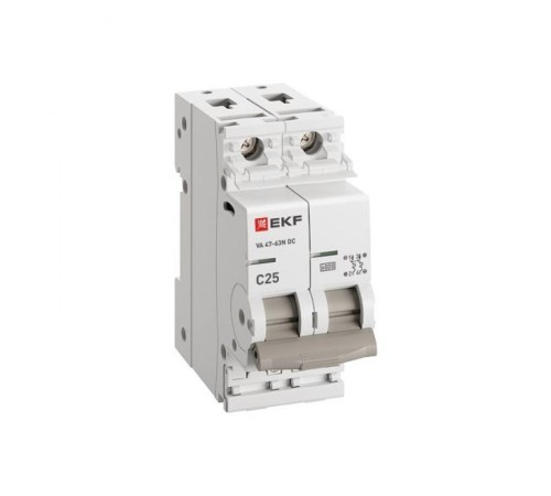 Выключатель автоматический ВА 47-63N DC 2P 25А (C) 6kA PROXIMA  M63DC6225C  EKF