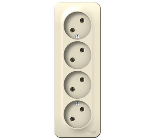 Blanca Молочный О/У с изолирующей пластиной Розетка 4-ая без заземления без шторок 16А, 250В  BLNRA000412  SE