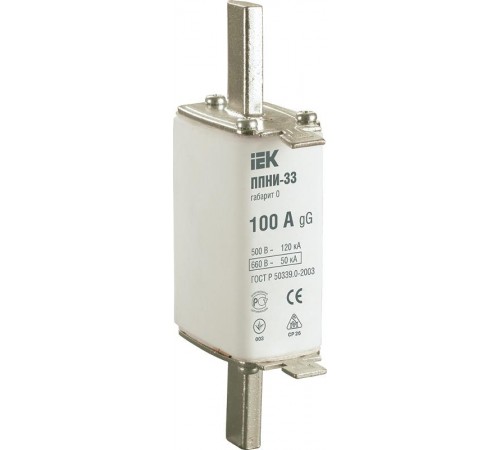 Плавкая вставка предохранителя ППНИ-33, габарит 0, 100А     DPP20-100  IEK