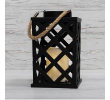 Декоративный фонарь на солнечной батарее 14х14х24 см, черный плетеный корпус, теплый белый цвет свечения  501-145  NEON-NIGHT