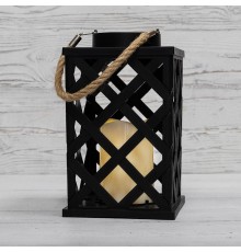 Декоративный фонарь на солнечной батарее 14х14х24 см, черный плетеный корпус, теплый белый цвет свечения  501-145  NEON-NIGHT