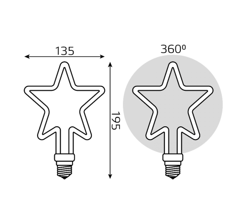 Лампа светодиодная LED Filament Bulbless Star Milky E27 7W 580lm 2700K 135*195mm 1/10/100  1006802104  Gauss