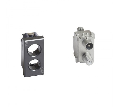 Axolute. Розетка TV-SAT для схемы "Звезда". Экранированная. 1 модуль. Поставляется в комплекте с лицевыми панелями цветов "Белый", "Алюминий", "Антрац