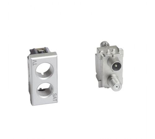 Axolute. Розетка TV-SAT для схемы "Звезда". Экранированная. 1 модуль. Поставляется в комплекте с лицевыми панелями цветов "Белый", "Алюминий", "Антрац