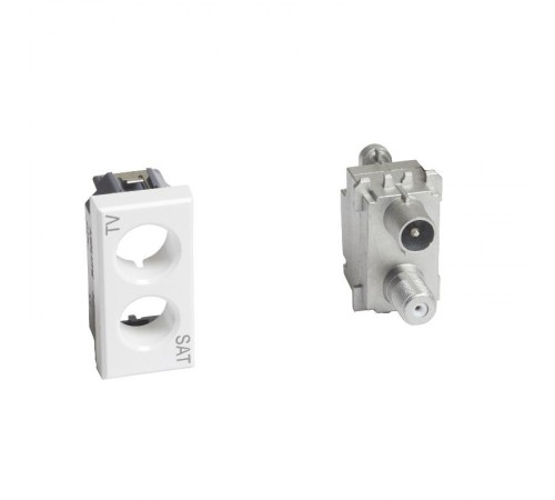 Axolute. Розетка TV-SAT для схемы "Звезда". Экранированная. 1 модуль. Поставляется в комплекте с лицевыми панелями цветов "Белый", "Алюминий", "Антрац