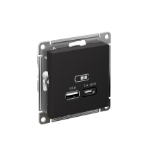 AtlasDesign Карбон USB Розетка A + тип-C 45W высокоскоростной заряд QC PD  ATN001029  SE