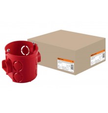 Коробка установочная 68х62 стыковочные узлы, красная с саморезами  SQ1402-1106  TDM