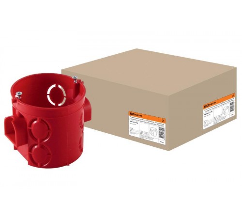 Коробка установочная 68х62 стыковочные узлы, красная с саморезами  SQ1402-1106  TDM