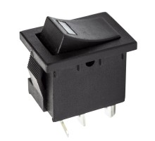 Выключатель клавишный 12V 15А (3с) ON-OFF черный с подсветкой Mini  36-2174  REXANT