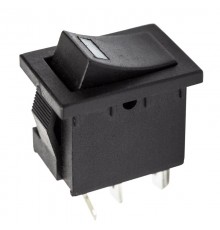 Выключатель клавишный 12V 15А (3с) ON-OFF черный с подсветкой Mini  36-2174  REXANT