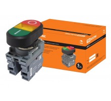 Кнопка двойная MPD2-11Y (зеленая/красная) (LED) в сборе d22мм/24В (I/O)  линза желтая  SQ0747-0060  TDM