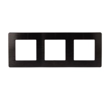Рамка для розеток и выключателей серия 12 12-5103-06 на 3 поста, сатин, чёрный  Б0052524  ЭРА