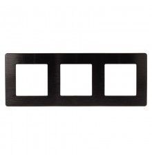 Рамка для розеток и выключателей серия 12 12-5103-06 на 3 поста, сатин, чёрный  Б0052524  ЭРА