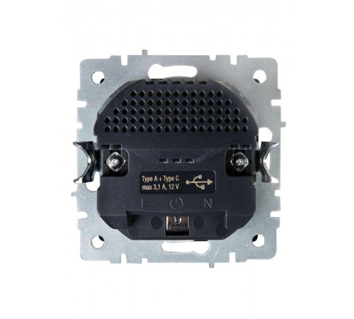 BRITE Розетка с заземлением со шторками 16А с USB A+C 18Вт РЮш11-1-БрЧ черный  BR-R14-16-U22-018-K02  IEK