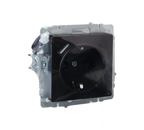 BRITE Розетка с заземлением со шторками 16А с USB A+C 18Вт РЮш11-1-БрЧ черный  BR-R14-16-U22-018-K02  IEK