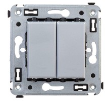 Выключатель двухклавишный в стену, "Avanti", "Закаленная сталь"  4404104  DKC