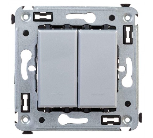 Выключатель двухклавишный в стену, "Avanti", "Закаленная сталь"  4404104  DKC