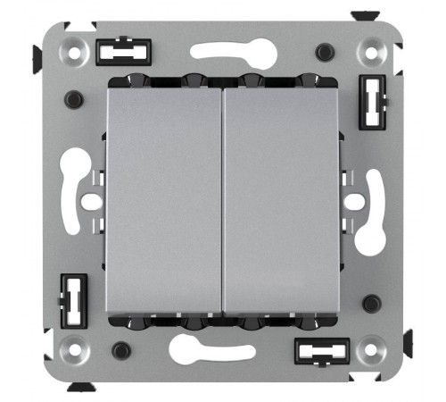 Выключатель двухклавишный в стену, "Avanti", "Закаленная сталь"  4404104  DKC