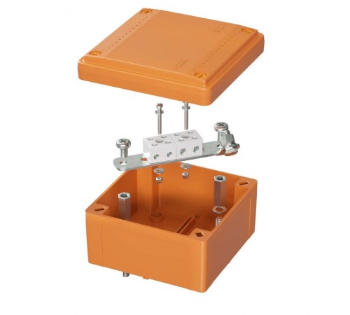 Коробка распределительная пластиковая FS огн., IP56,100х100х50мм, 4р, 450V,6A, 4мм.кв с гладкими стенками и клеммниками  FSB10404  DKC
