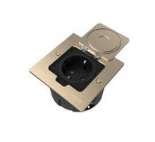 MultiDesk Лючок с розеткой 2К+З, 16А/250В, IP44 с монтажной коробкой для стены, фальшпола, стола Никель, тип MDK21  MDK21102NA  SE