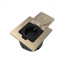 MultiDesk Лючок с розеткой 2К+З, 16А/250В, IP44 с монтажной коробкой для стены, фальшпола, стола Никель, тип MDK21  MDK21102NA  SE