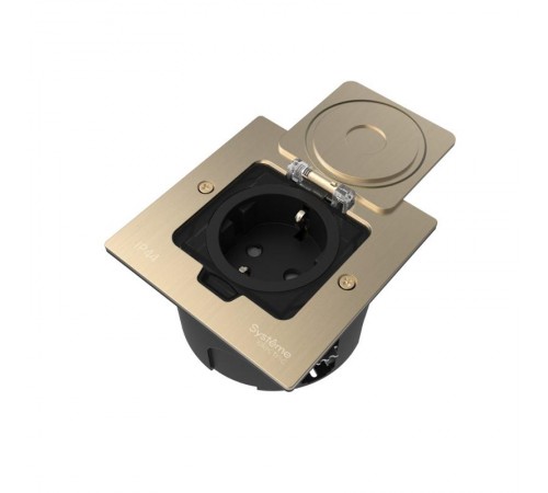 MultiDesk Лючок с розеткой 2К+З, 16А/250В, IP44 с монтажной коробкой для стены, фальшпола, стола Никель, тип MDK21  MDK21102NA  SE