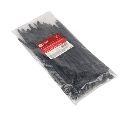 Хомут нейлоновый ЧЕРНЫЙ 7,2х250 (уп./100шт) EKF PROxima  plc-cb-7.2x250  EKF