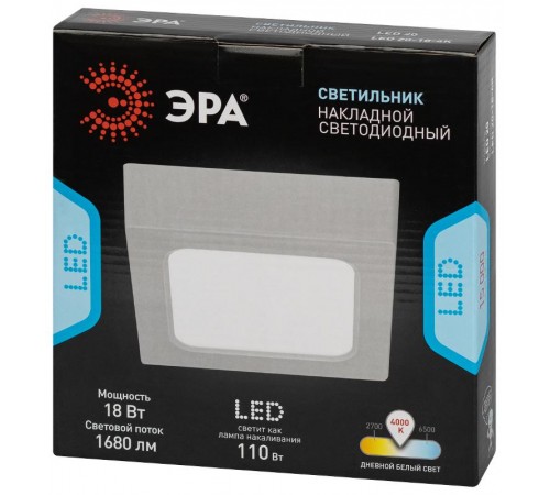 Светильник светодиодный LED 20-18-4K накладной квадратный 18Вт 4000К  Б0057453  ЭРА