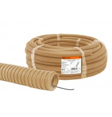 Труба гибкая гофрированная ПВХ 25мм с протяжкой лёгкая "ЭКО" (25м) сосна  SQ0401-0053  TDM