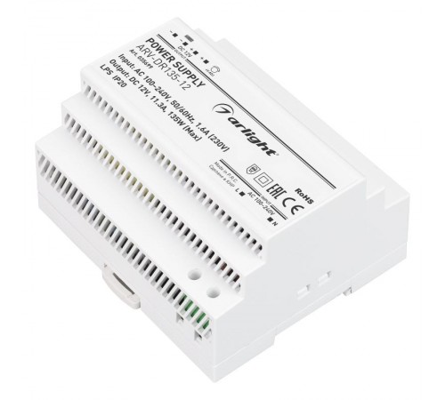 Блок питания ARV-DR135-12 (12V, 11.3A, 135W) (Arlight, IP20 DIN-рейка)  035699  Arlight