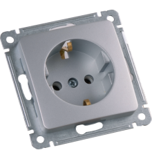 Розетка скрытой установки, одноместная, с заземляющим контактом, механизм, цвет серебро  РС16-411-06  HEGEL