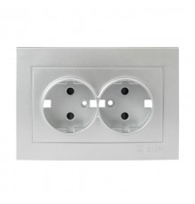 Валенсия лицевая панель розетки 2-местной с/з 16А сталь с защ. штор. EKF PROxima   ESR16-L-128-30   EKF