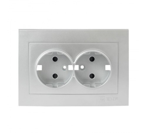 Валенсия лицевая панель розетки 2-местной с/з 16А сталь с защ. штор. EKF PROxima   ESR16-L-128-30   EKF