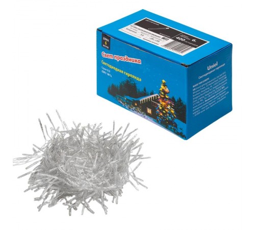 Гирлянда светодиодная  с контр. "Фейерверк" ULD-S0600-400/DTA WHITE IP20 FIRECRACKER   6м. 400 диодов. белый свет. шнур прозр..  UL-00005479  Uniel