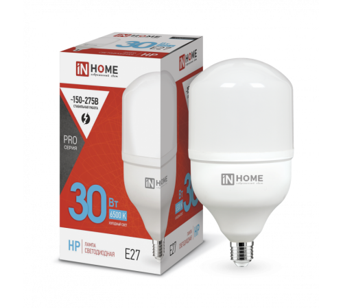 Лампа светодиодная LED-HP-PRO 30Вт 230В Е27 6500К 2700Лм  4690612031088  IN HOME