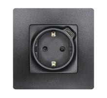 Розетка с заземлением с USB тип C - Legrand Etika - со шторками 16А 250В 1500мА 7,5Вт безвинтовые зажимы - антрацит  672688  Legrand