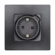 Розетка с заземлением с USB тип C - Legrand Etika - со шторками 16А 250В 1500мА 7,5Вт безвинтовые зажимы - антрацит  672688  Legrand