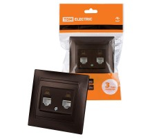 Розетка компьютерная двойная RJ45 шоколад "Лама"  SQ1815-0555  TDM