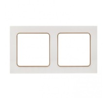 Стокгольм Рамка 2-местная белая с линией цвета шампань PROxima  EYM-G-303-10  EKF