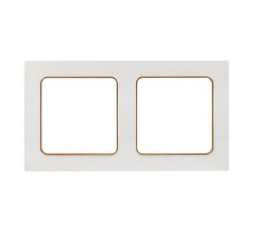 Стокгольм Рамка 2-местная белая с линией цвета шампань PROxima  EYM-G-303-10  EKF