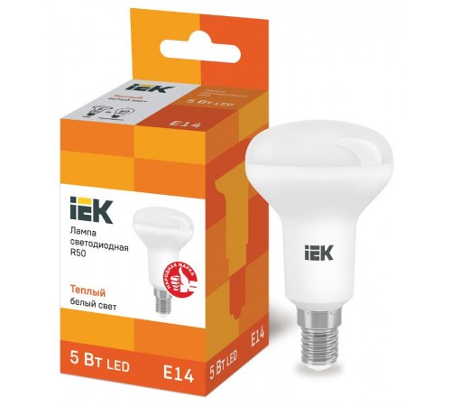Лампа светодиодная LED 5Вт Е14 220В 3000К R50 рефлектор  LLE-R50-5-230-30-E14  IEK