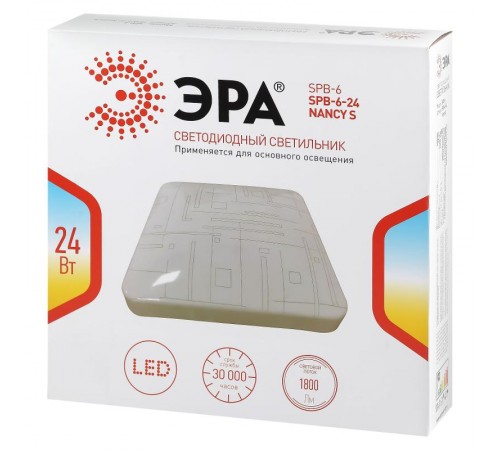 Светильник светодиодный декоративный бытовой Классик без ДУ SPB-6-24 Nancy S без ДУ квадратный  Б0051093  ЭРА