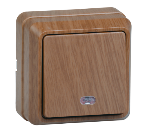 ОКТАВА дуб Выключатель 1-клавишный с индикацией О/У 10А ВС20-1-1-ОД  EVO11-K04-10-DC  GENERICA