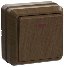 ОКТАВА дуб Выключатель 1-клавишный с индикацией О/У 10А ВС20-1-1-ОД  EVO11-K04-10-DC  GENERICA