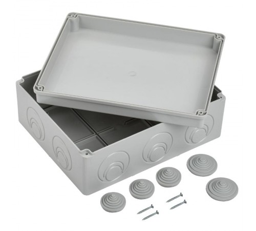 Коробка распределительная КМ41271 для о/п 240х195х90 мм IP44 (RAL7035, кабельные вводы 5 шт)  UKO10-240-195-090-K41-44  IEK