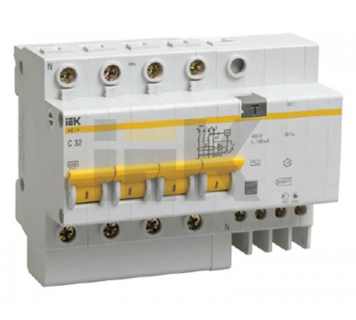 Выключатель автоматический дифференциального тока АД14 4п 40А C 300мА тип AC (5 мод)  MAD10-4-040-C-300  IEK