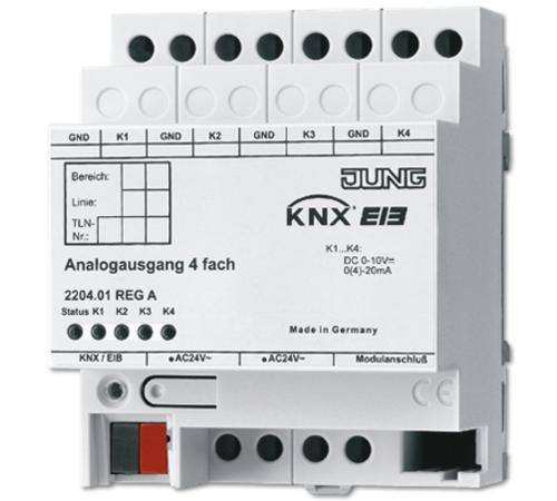 Аналоговый актуатор, 4 канала, для работы аналогового вывода требуется питание 24 В АС. Необходимое питание может обеспечить блок питания арт. WSSV 10