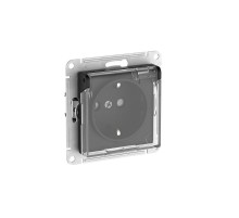 AtlasDesign Aqua Карбон Розетка с заземлением со шторками с прозрачной крышкой, 16А,IP44, механизм, быстрозажимные клеммы,КАРБОН  ATN441046S  SE